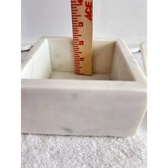 Alabaster Marble 5” X 5” Trinket Box With Gold Knob Square Versatile Storage - Picture 5 of 9